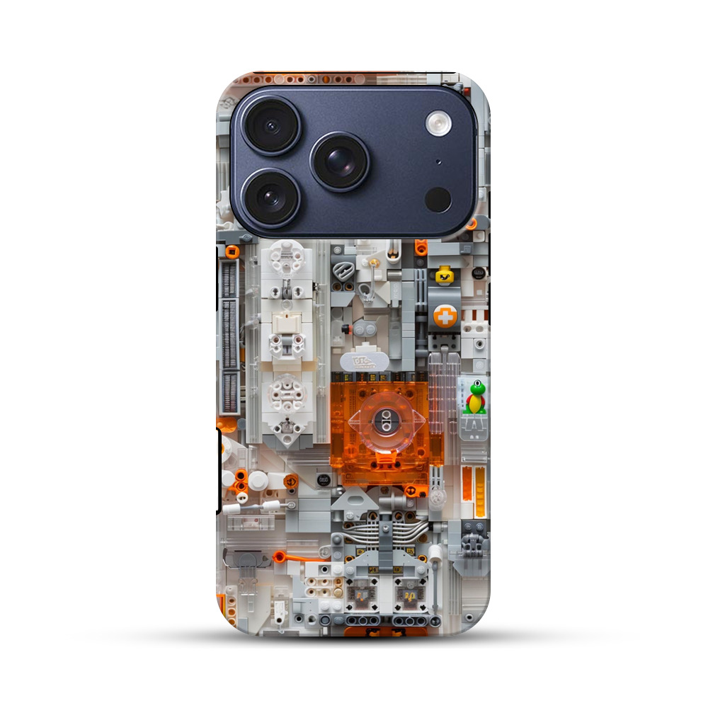 レゴのオレンジ白モザイク iPhone 17 Proオリジナルハ耐衝撃ケース