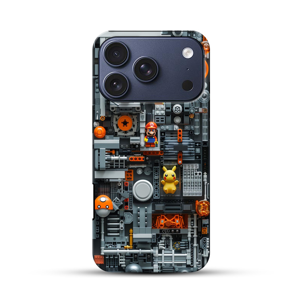 マリオとピカチュウの機械部品 iPhone 17 Proオリジナルハ耐衝撃ケース