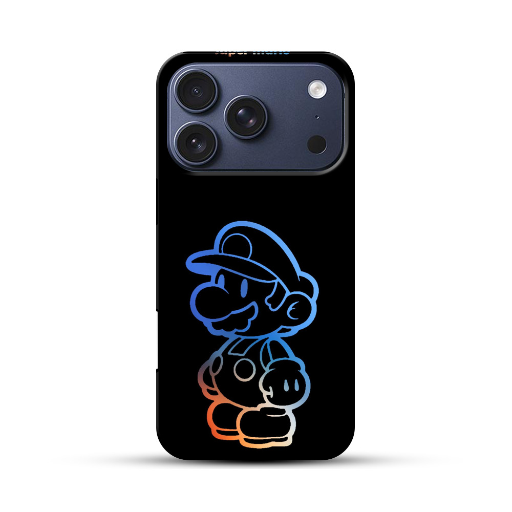 青色マリオシルエット iPhone 17 Proオリジナルハ耐衝撃ケース