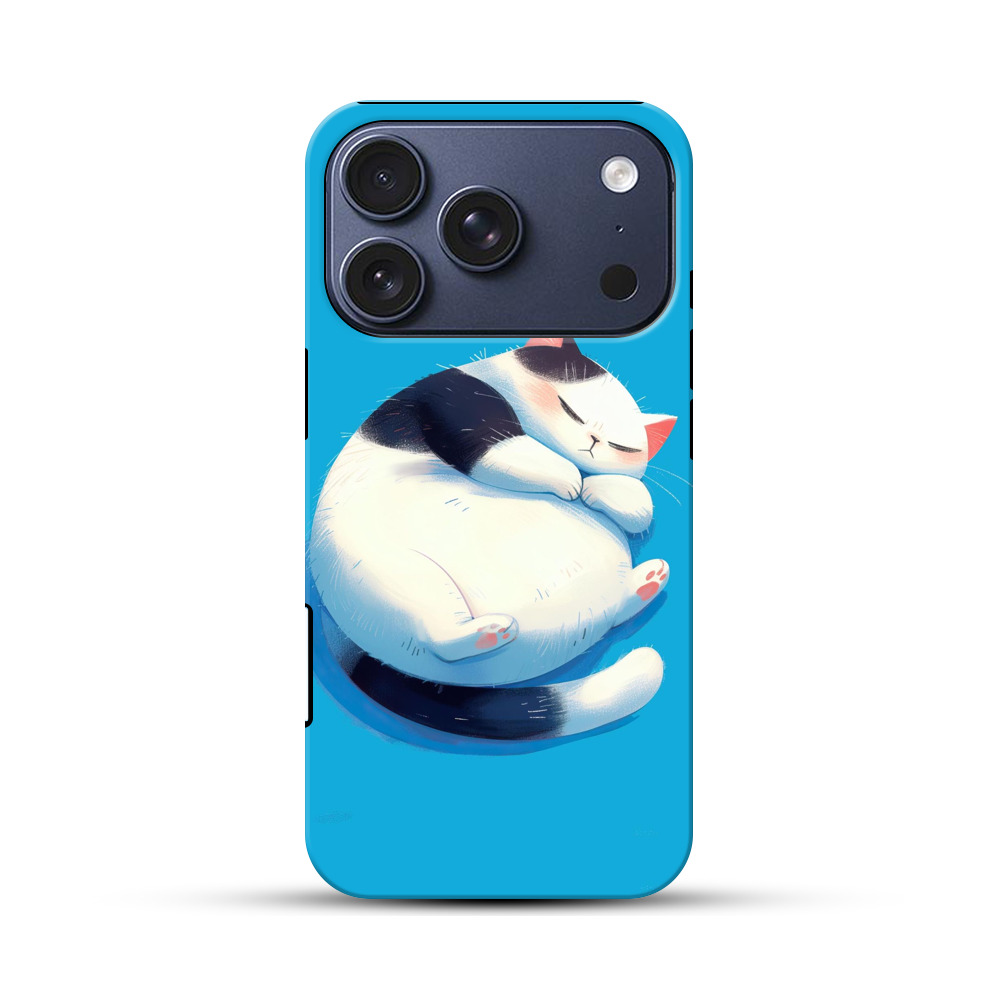 丸いかわいい寝る猫 iPhone 17 Proオリジナルハ耐衝撃ケース