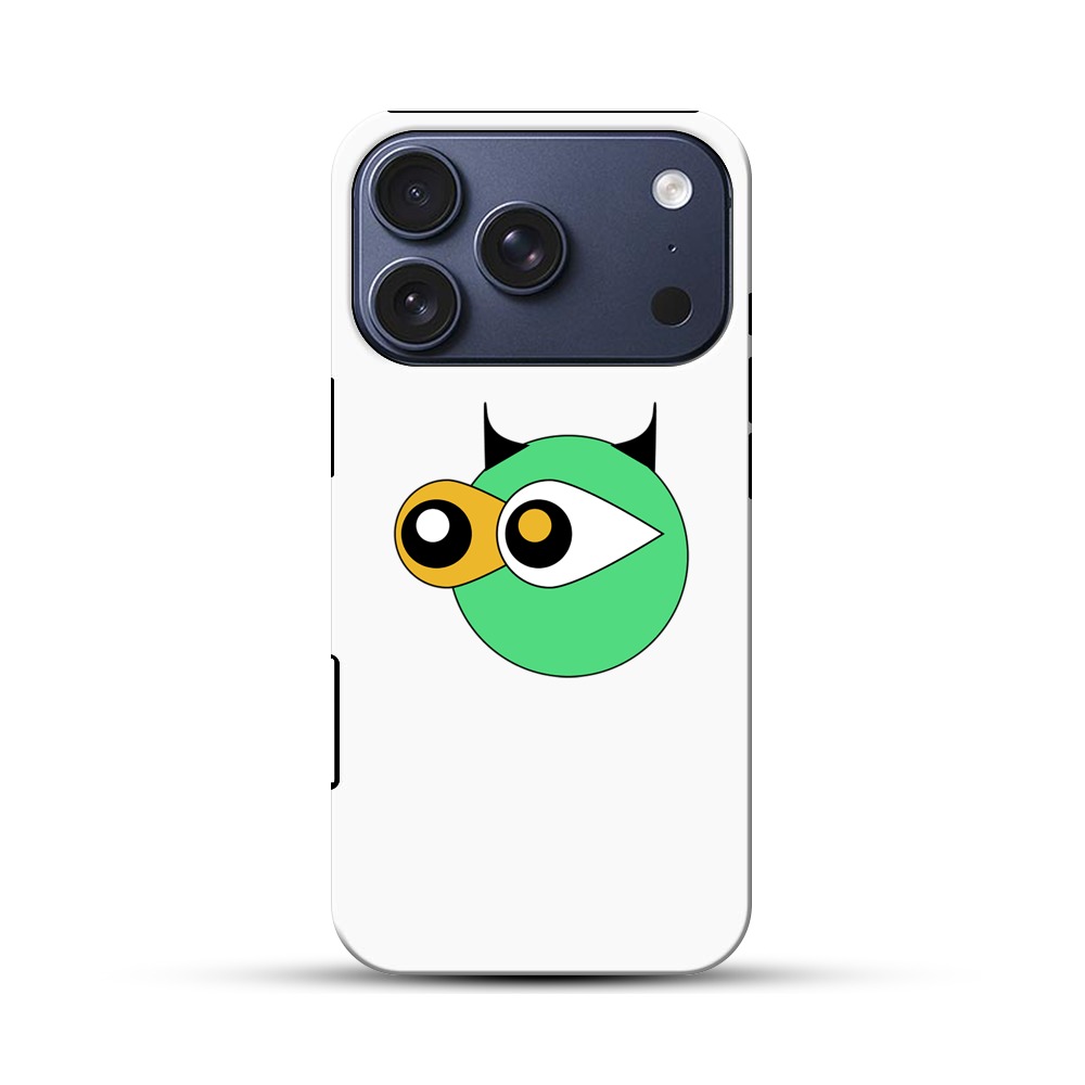 目のある緑のキャラクター iPhone 17 Proオリジナルハ耐衝撃ケース