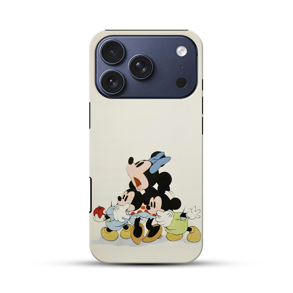 ミッキーとミニーの可愛いイラスト iPhone 17 Proオリジナルハ耐衝撃ケース