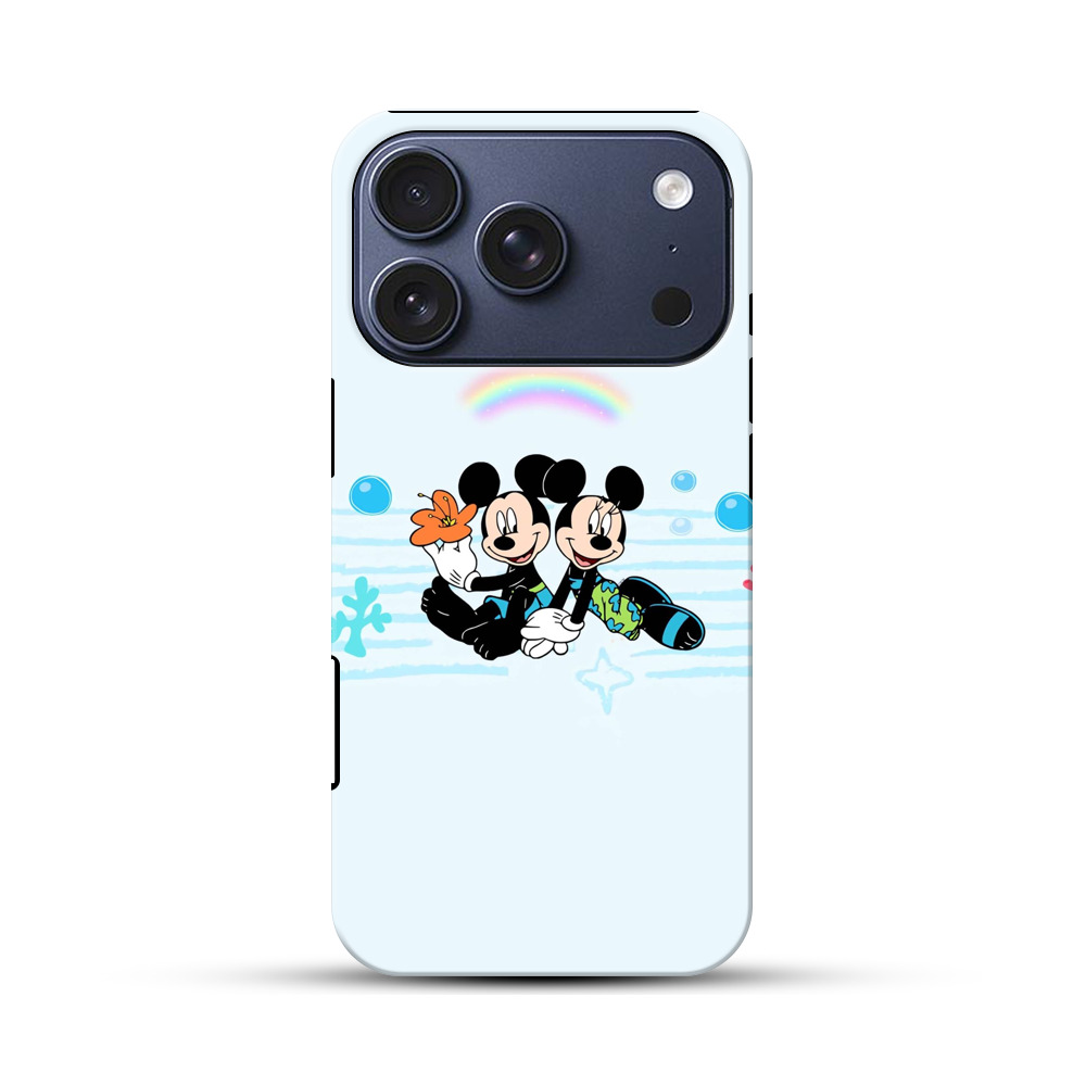 虹の下のミッキーとミニー iPhone 17 Proオリジナルハ耐衝撃ケース