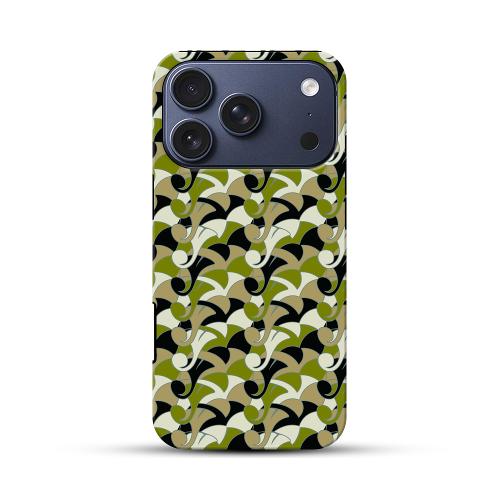 緑と黒の幾何学模様 iPhone 17 Proオリジナルハ耐衝撃ケース
