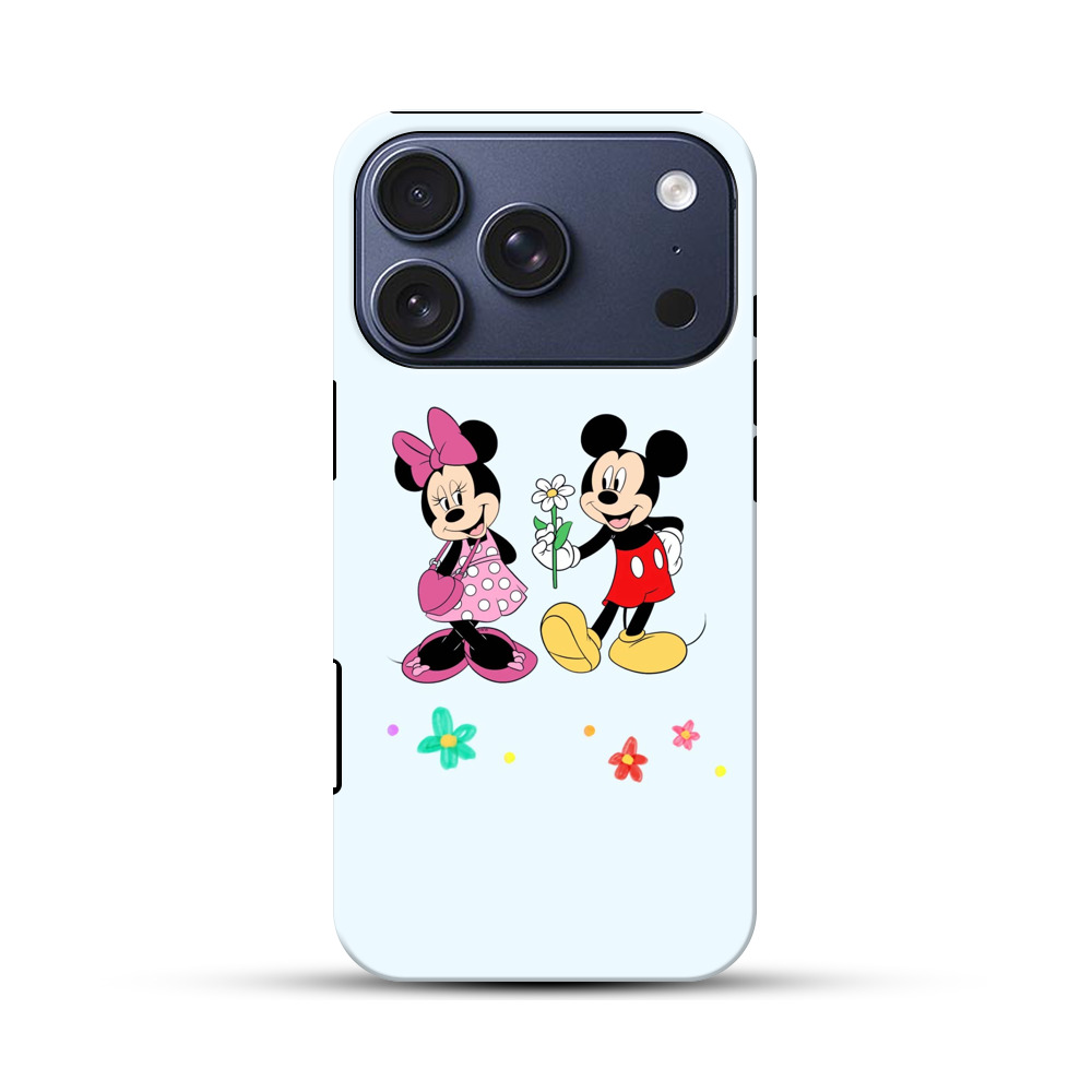 ミッキーとミニーの虹と花 iPhone 17 Proオリジナルハ耐衝撃ケース