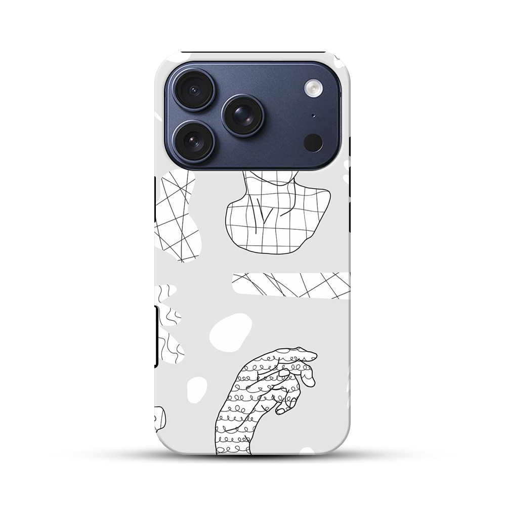 ミニマル彫刻モチーフのパターン iPhone 17 Proオリジナルハ耐衝撃ケース
