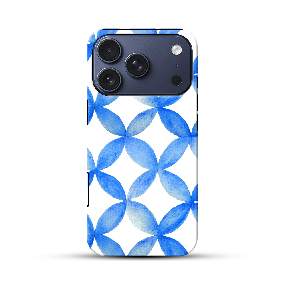 水色の花模様 iPhone 17 Proオリジナルハ耐衝撃ケース