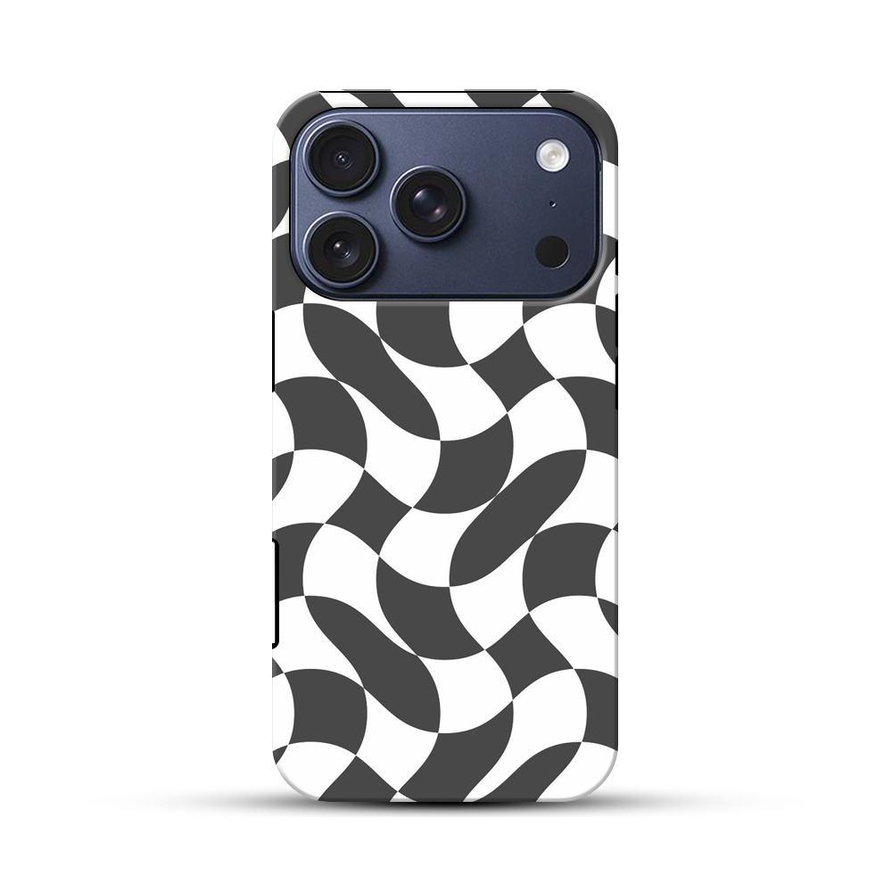 モノクロの幾何学模様 iPhone 17 Proオリジナルハ耐衝撃ケース