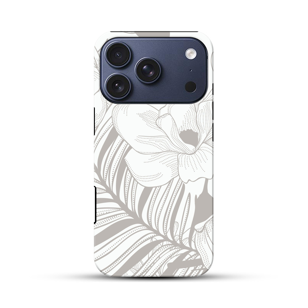 モノクロの熱帯植物イラスト iPhone 17 Proオリジナルハ耐衝撃ケース