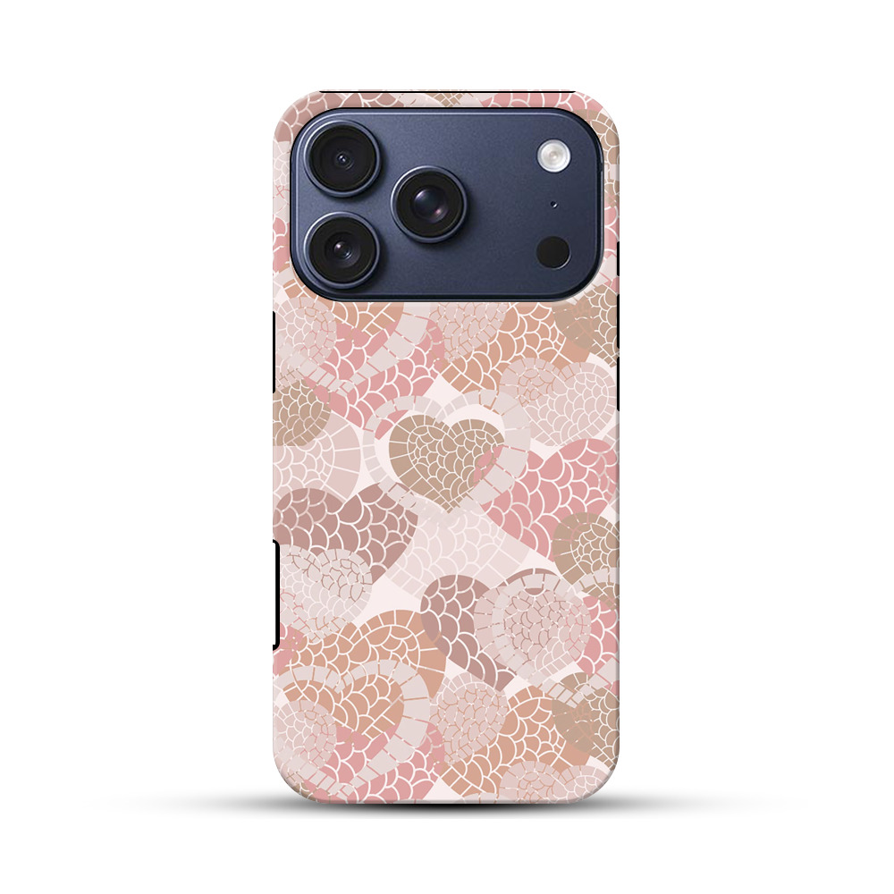 モザイク風ハート模様 iPhone 17 Proオリジナルハ耐衝撃ケース