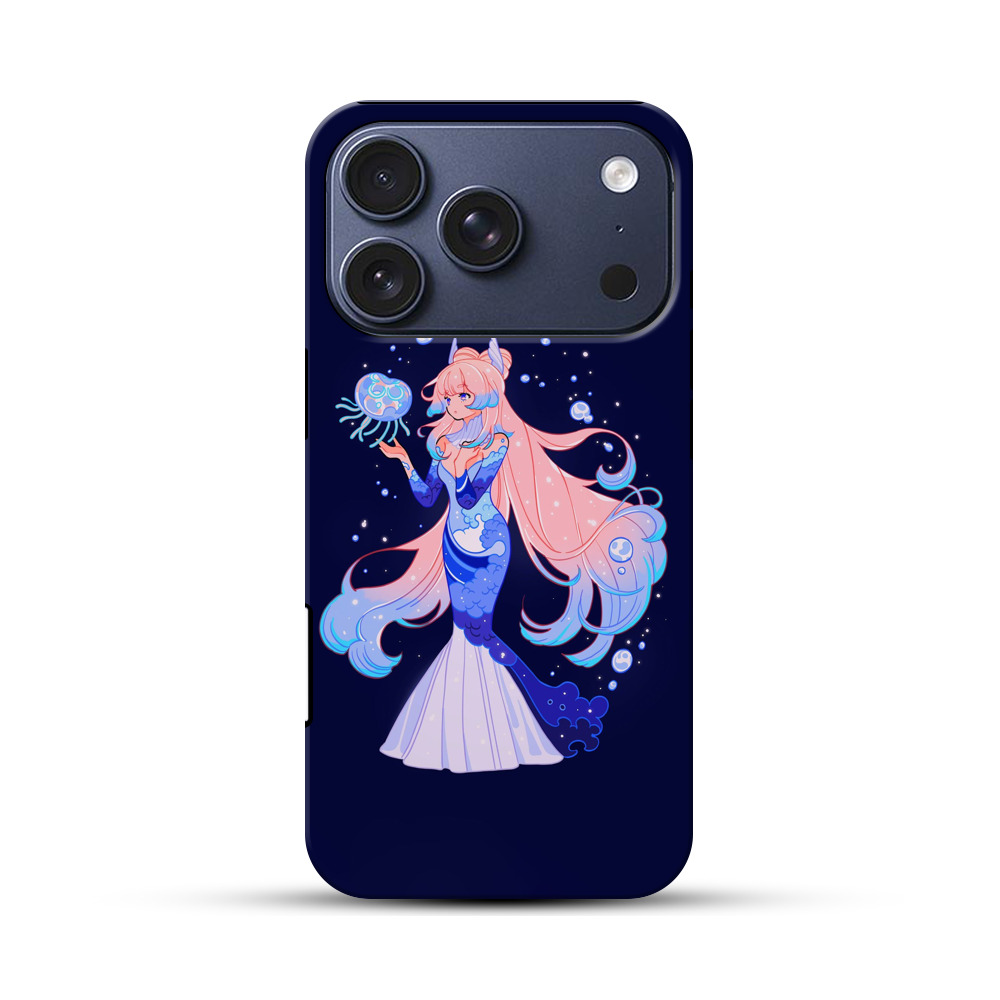 人魚とクラゲの幻想的なイラスト iPhone 17 Proオリジナルハ耐衝撃ケース