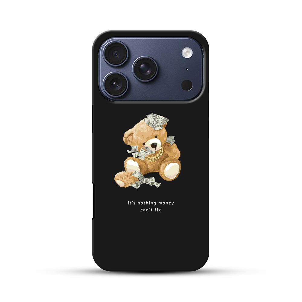 お金に囲まれたクマのぬいぐるみ iPhone 17 Proオリジナルハ耐衝撃ケース