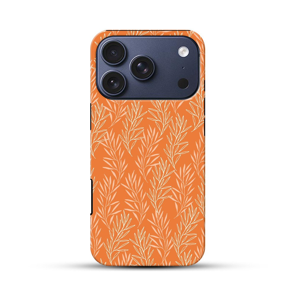 オレンジ色の葉のパターン iPhone 17 Proオリジナルハ耐衝撃ケース