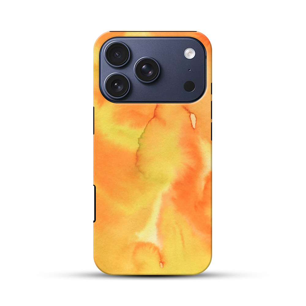 オレンジと黄色の水彩背景 iPhone 17 Proオリジナルハ耐衝撃ケース