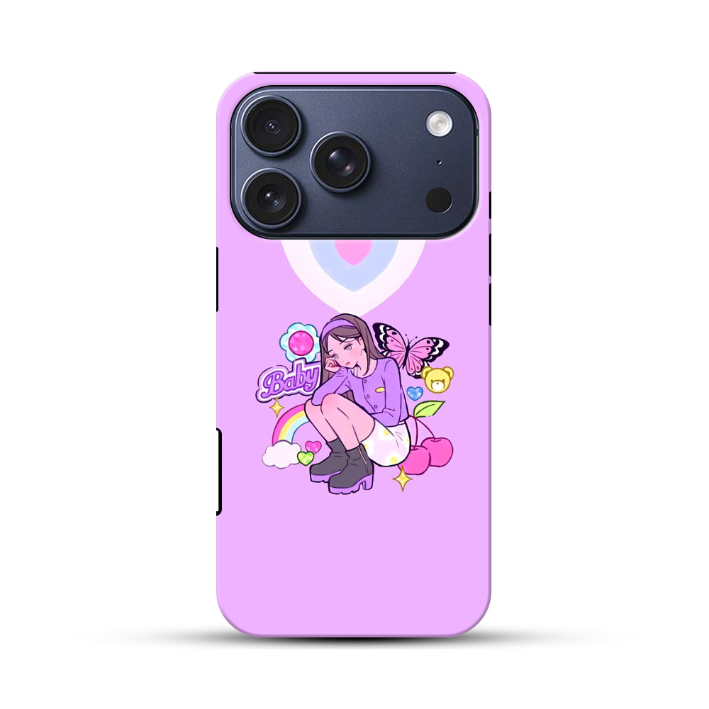 パステルガールのイラスト iPhone 17 Proオリジナルハ耐衝撃ケース