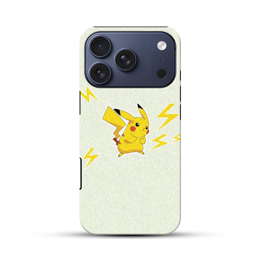 ピカチュウと雷のイラスト iPhone 17 Proオリジナルハ耐衝撃ケース