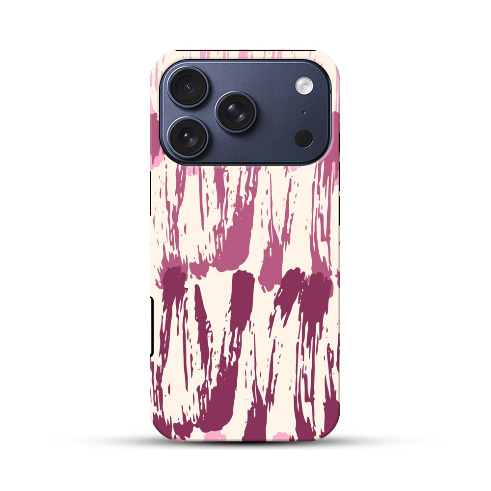 ピンクの抽象ブラシストローク模様 iPhone 17 Proオリジナルハ耐衝撃ケース