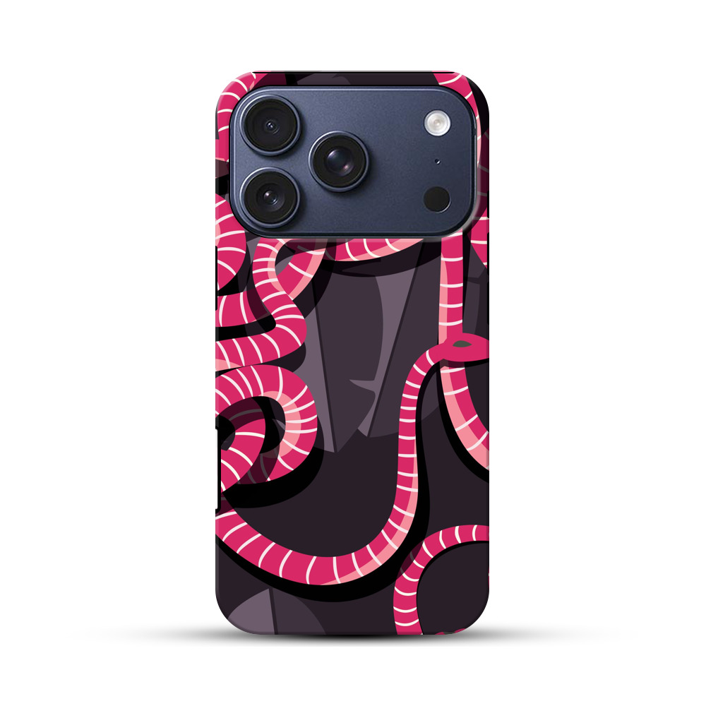 ピンクのヘビの模様 iPhone 17 Proオリジナルハ耐衝撃ケース