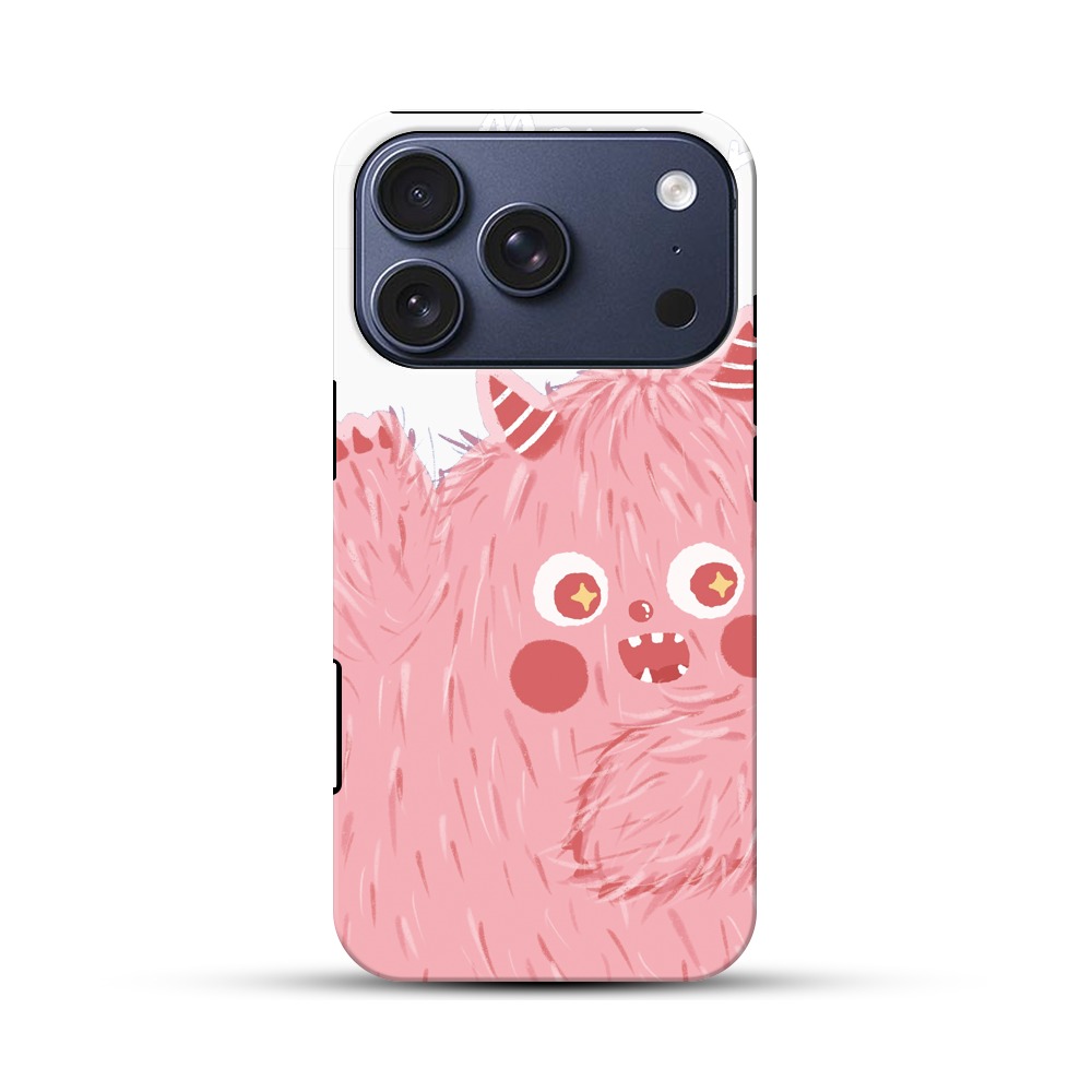 ピンクのかわいいモンスター iPhone 17 Proオリジナルハ耐衝撃ケース