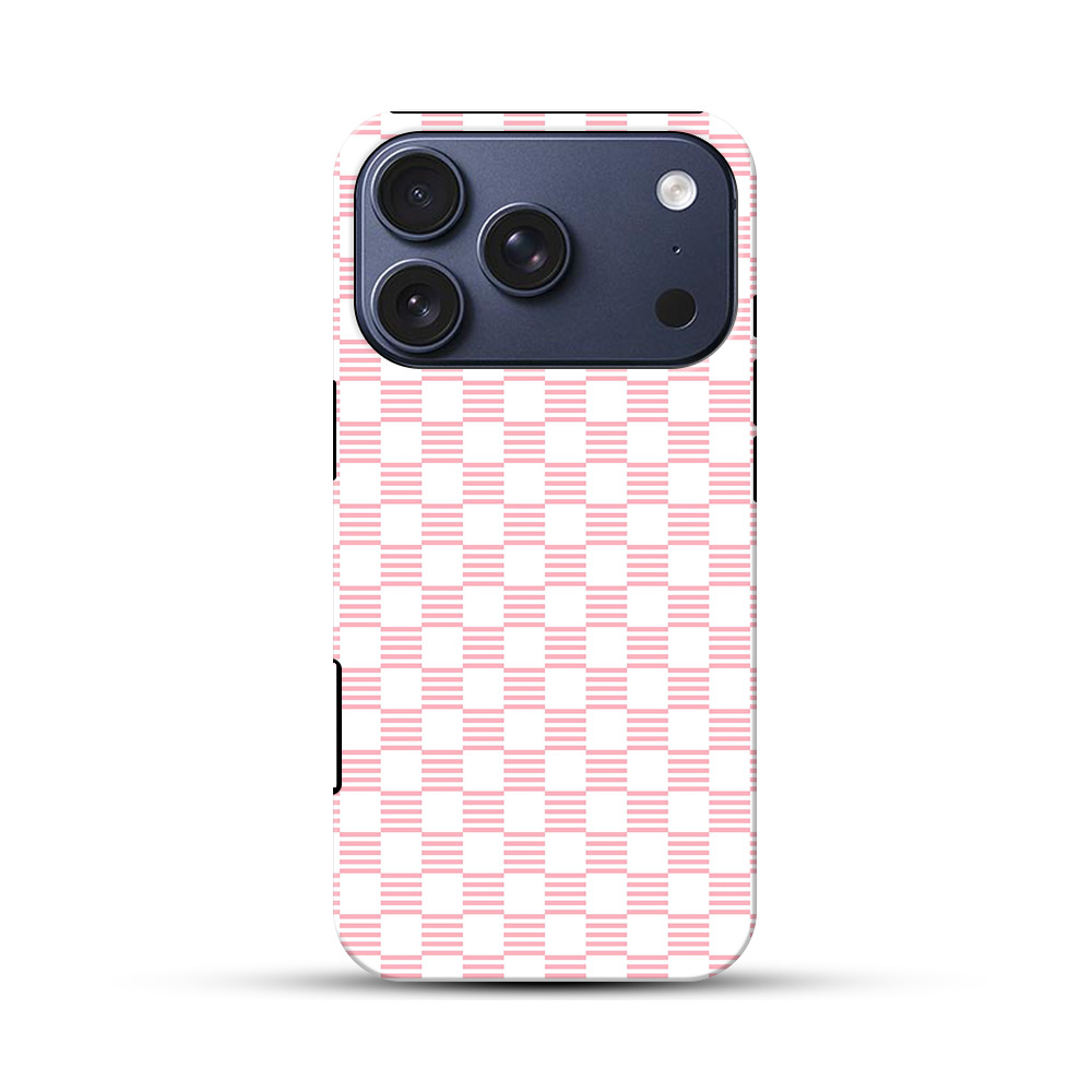 ピンクのストライプ格子模様 iPhone 17 Proオリジナルハ耐衝撃ケース