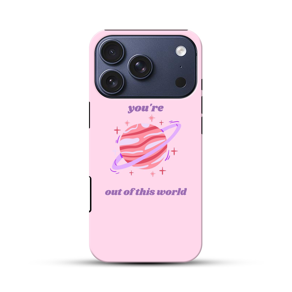 ピンクの惑星と英語のメッセージ iPhone 17 Proオリジナルハ耐衝撃ケース