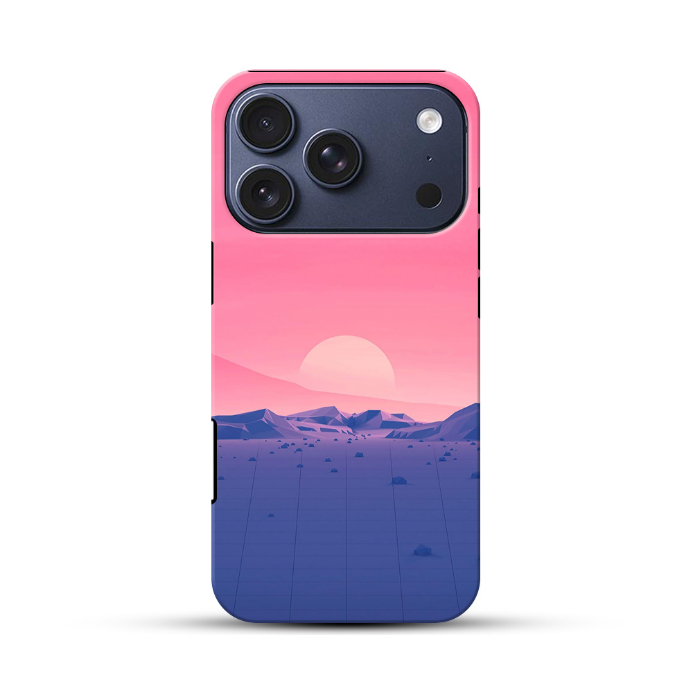 ピンク夕焼けの山景色 iPhone 17 Proオリジナルハ耐衝撃ケース