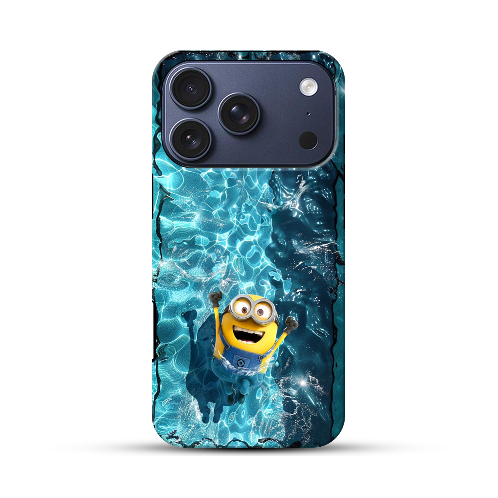 プールの水面とミニオン iPhone 17 Proオリジナルハ耐衝撃ケース