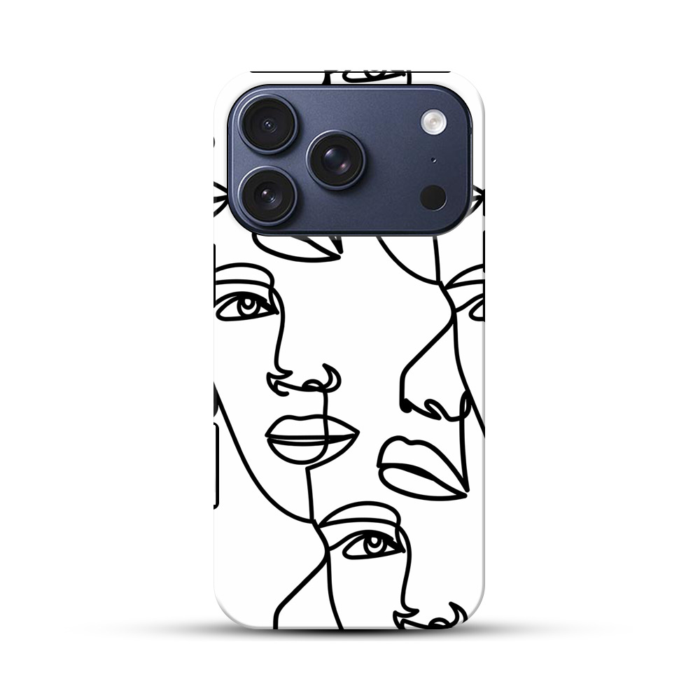 連続した顔の抽象イラスト iPhone 17 Proオリジナルハ耐衝撃ケース