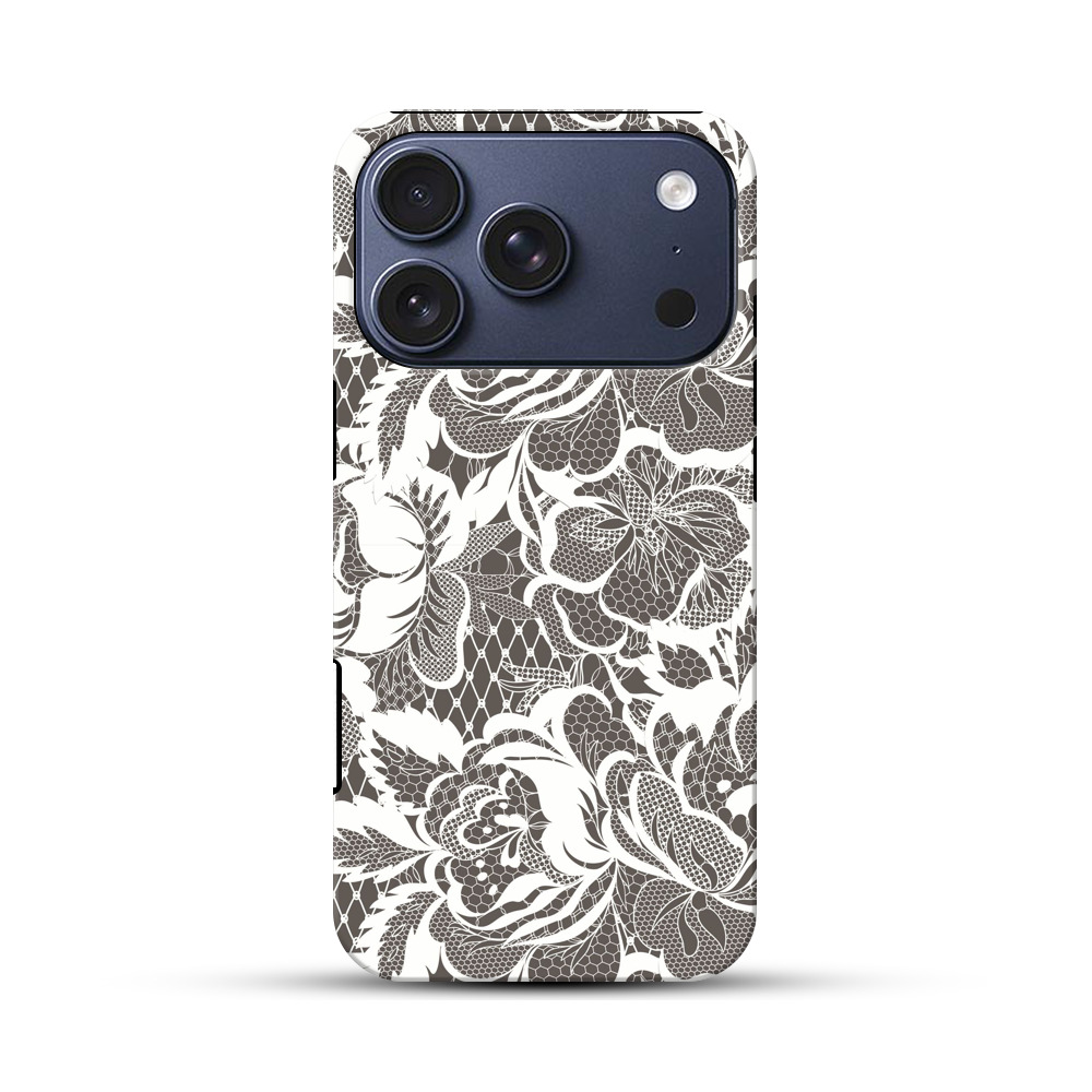 レース風花柄模様 iPhone 17 Proオリジナルハ耐衝撃ケース