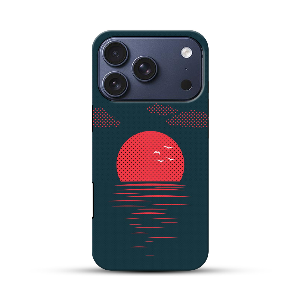 レトロドット夕日 iPhone 17 Proオリジナルハ耐衝撃ケース