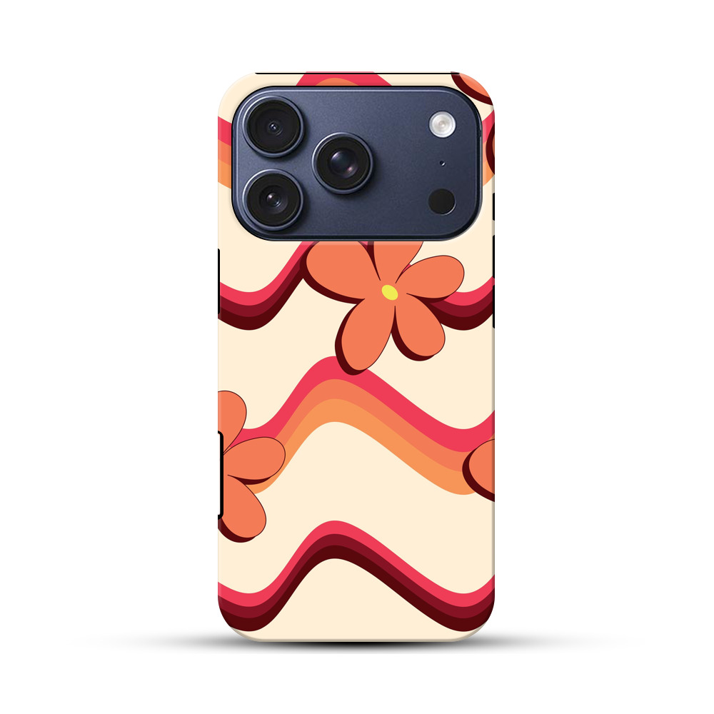 レトロフラワーパターン iPhone 17 Proオリジナルハ耐衝撃ケース