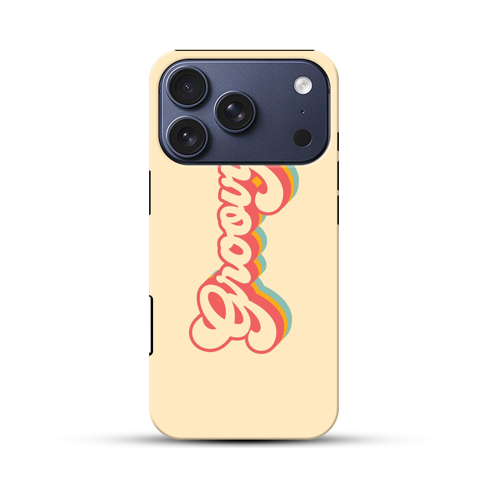 レトロなグルーヴ文字デザイン iPhone 17 Proオリジナルハ耐衝撃ケース