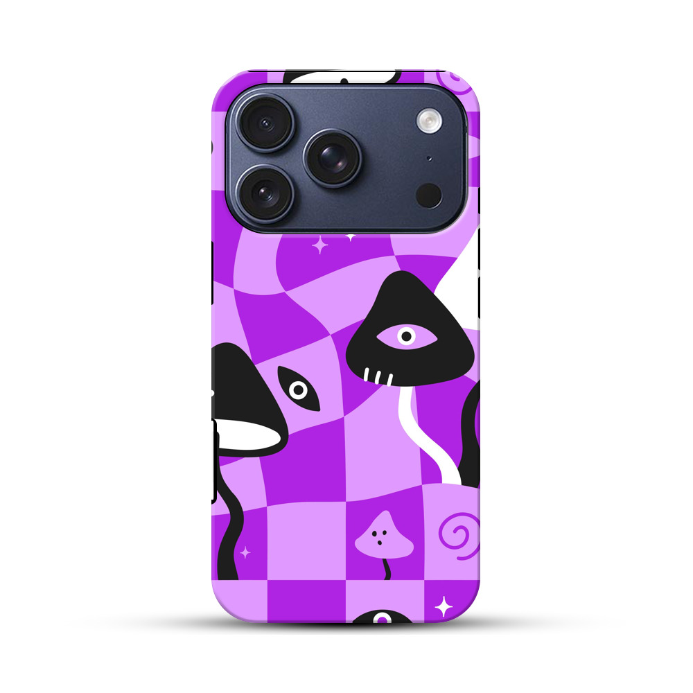 サイケデリックなキノコパターン iPhone 17 Proオリジナルハ耐衝撃ケース