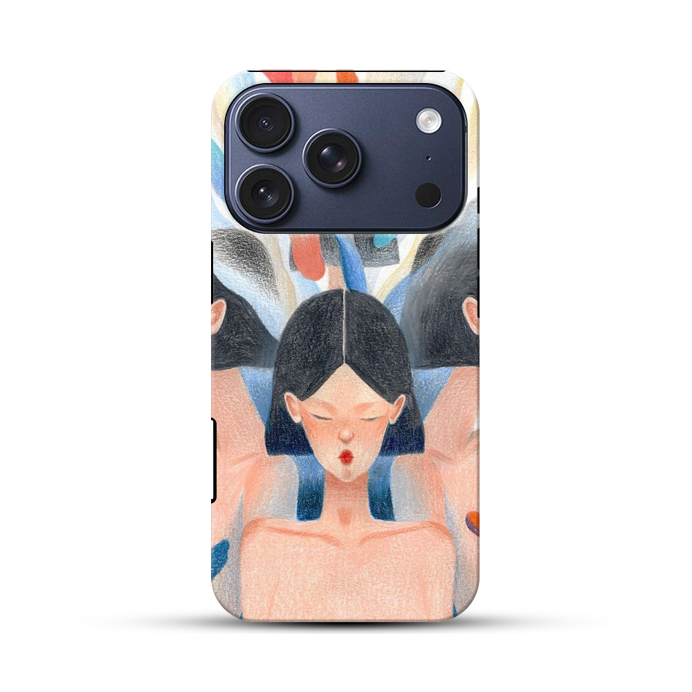 三面の女性と色彩の広がり iPhone 17 Proオリジナルハ耐衝撃ケース