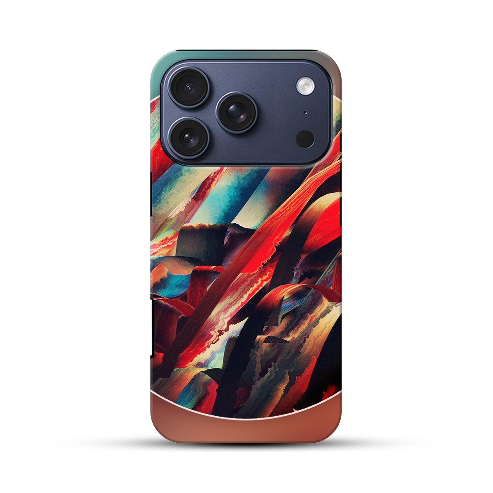 鮮やかな赤青抽象アート iPhone 17 Proオリジナルハ耐衝撃ケース