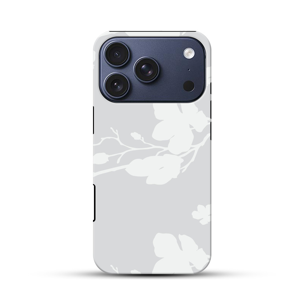 白い花のパターン iPhone 17 Proオリジナルハ耐衝撃ケース