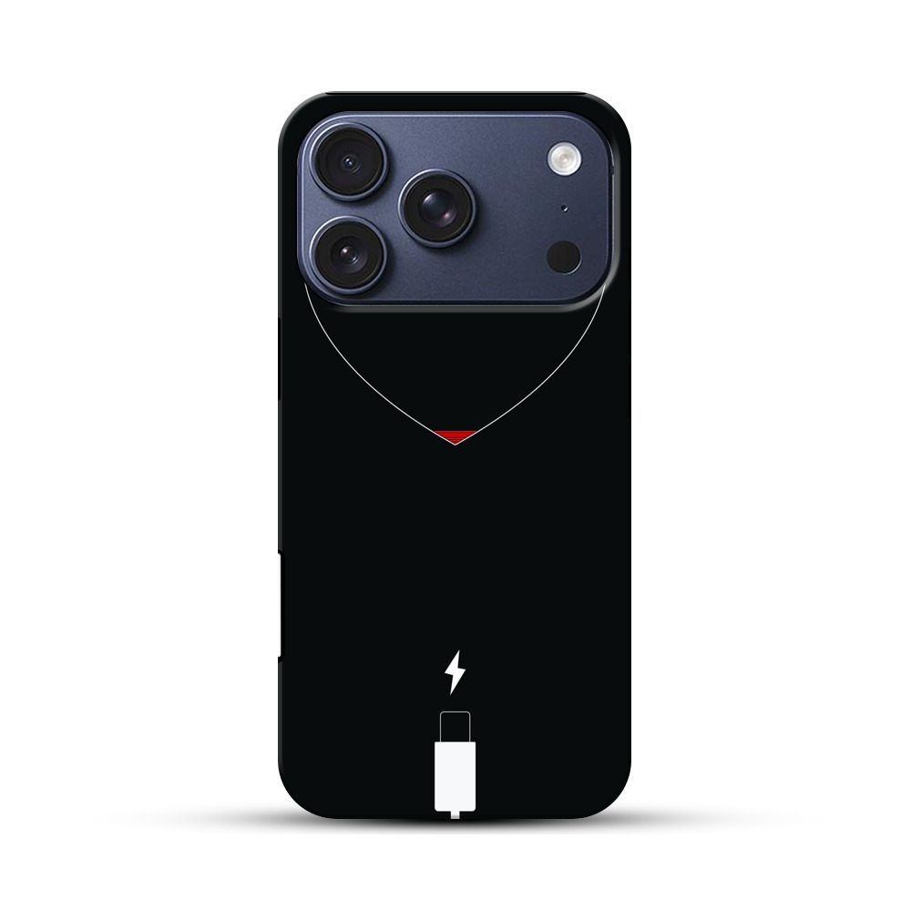 白いハートと赤ライン iPhone 17 Proオリジナルハ耐衝撃ケース
