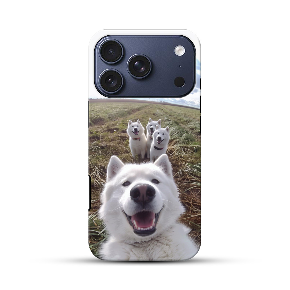並ぶ白い犬たち iPhone 17 Proオリジナルハ耐衝撃ケース
