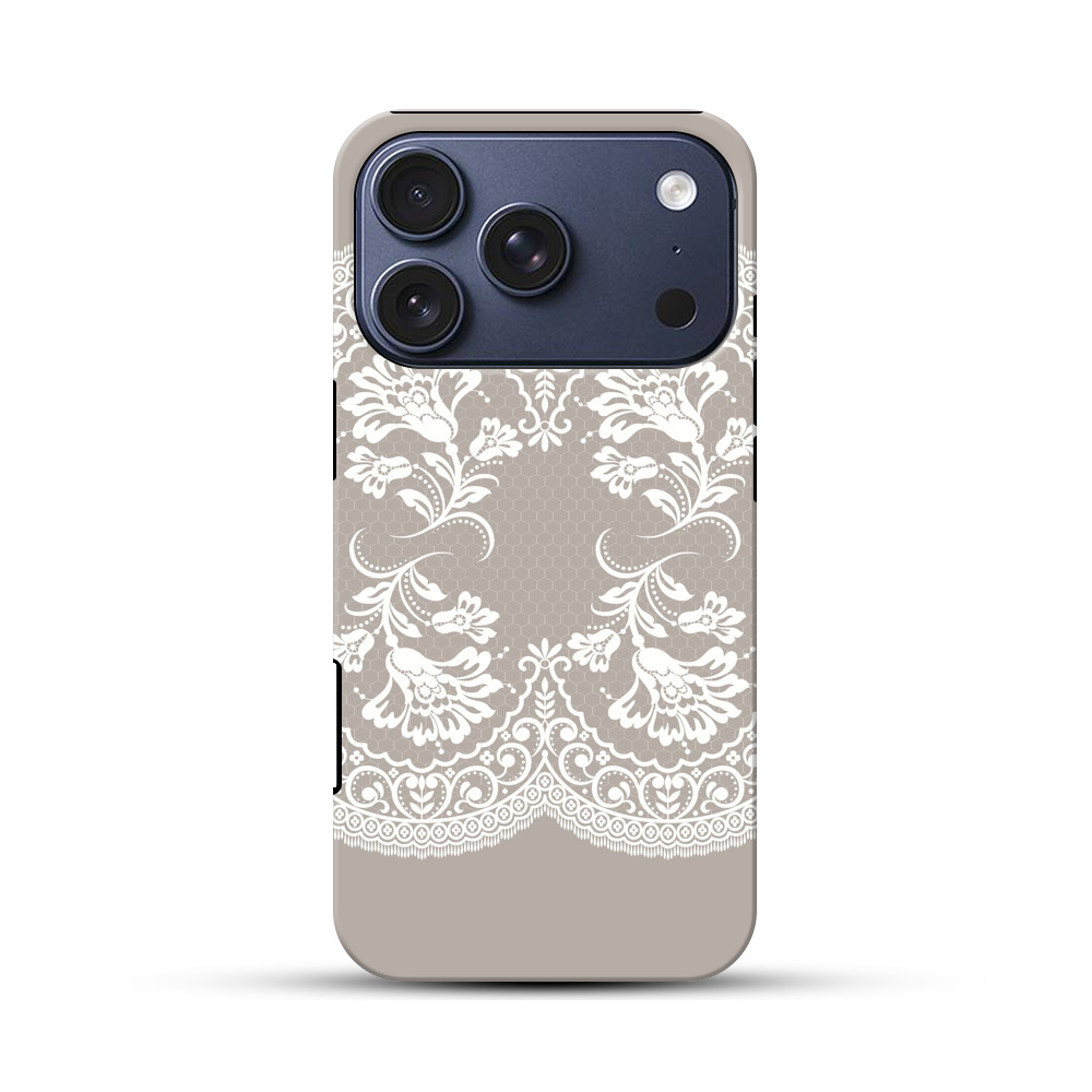 白いレース模様 iPhone 17 Proオリジナルハ耐衝撃ケース