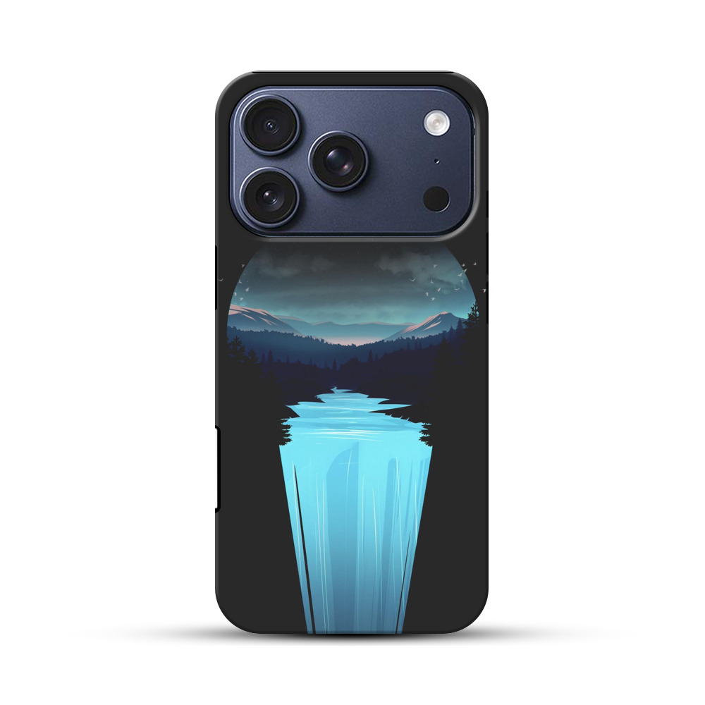 静かな夜の山と川の風景 iPhone 17 Proオリジナルハ耐衝撃ケース