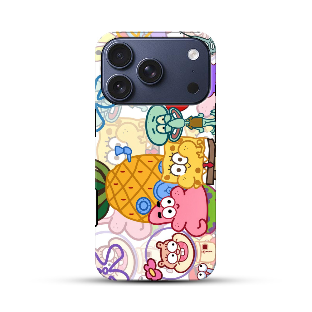 スポンジボブキャラ集合 iPhone 17 Proオリジナルハ耐衝撃ケース