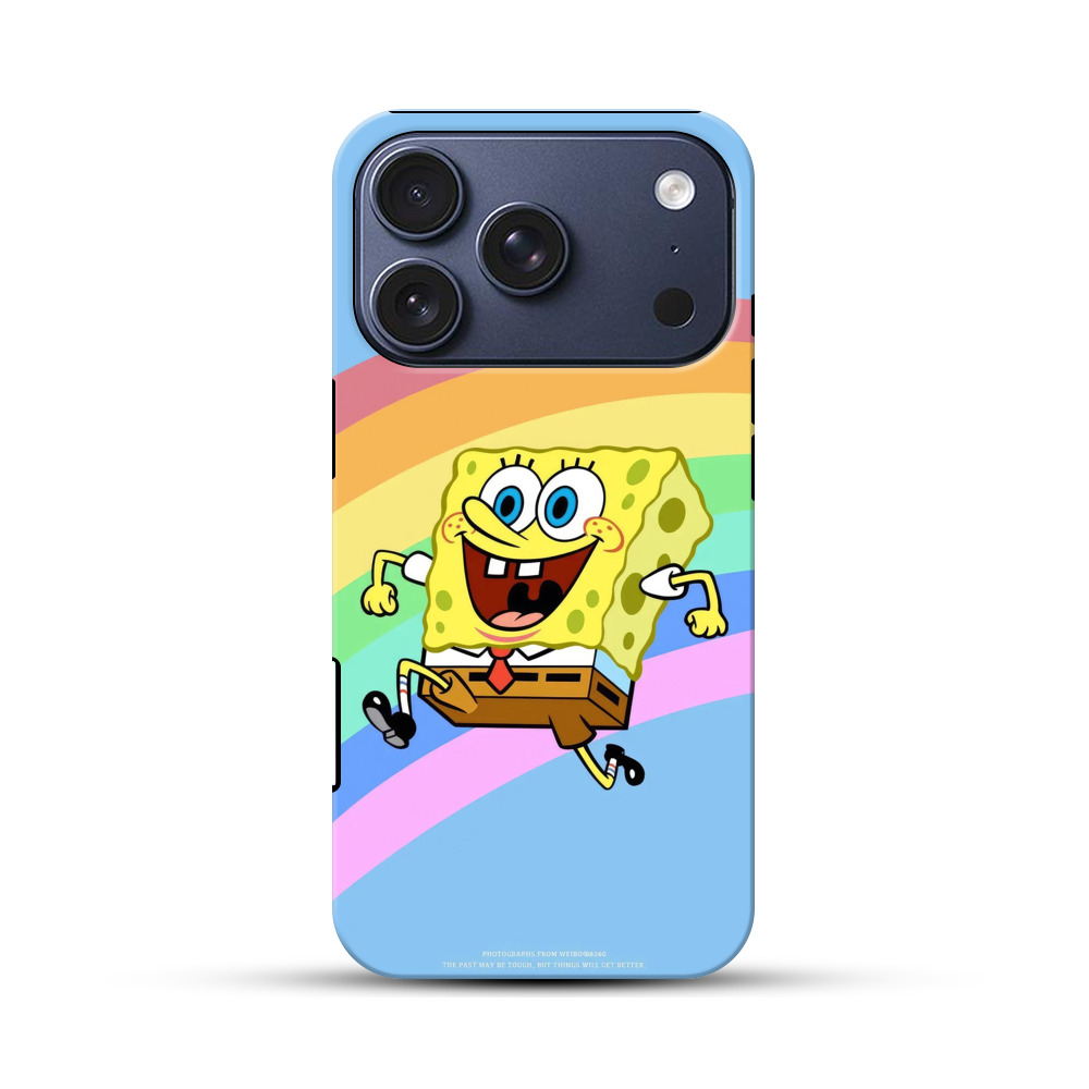 虹と元気なスポンジボブ iPhone 17 Proオリジナルハ耐衝撃ケース