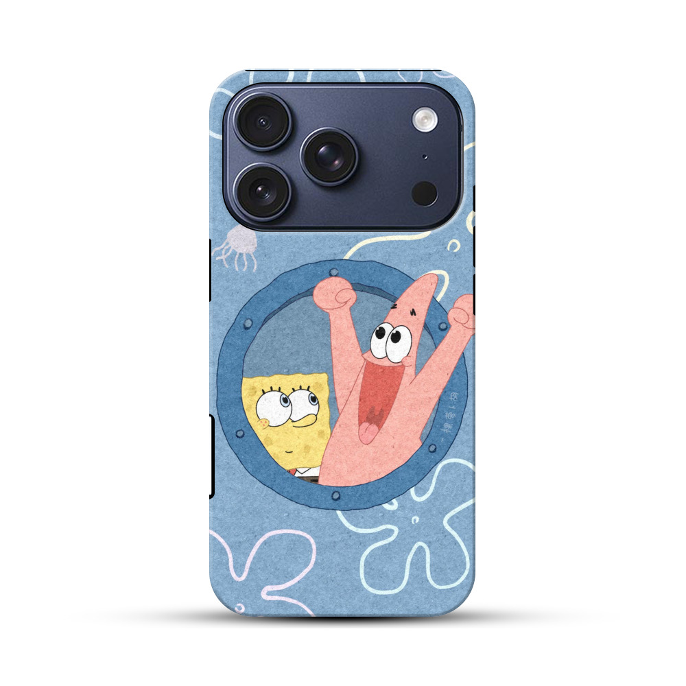 元気なスポンジボブとパトリック iPhone 17 Proオリジナルハ耐衝撃ケース