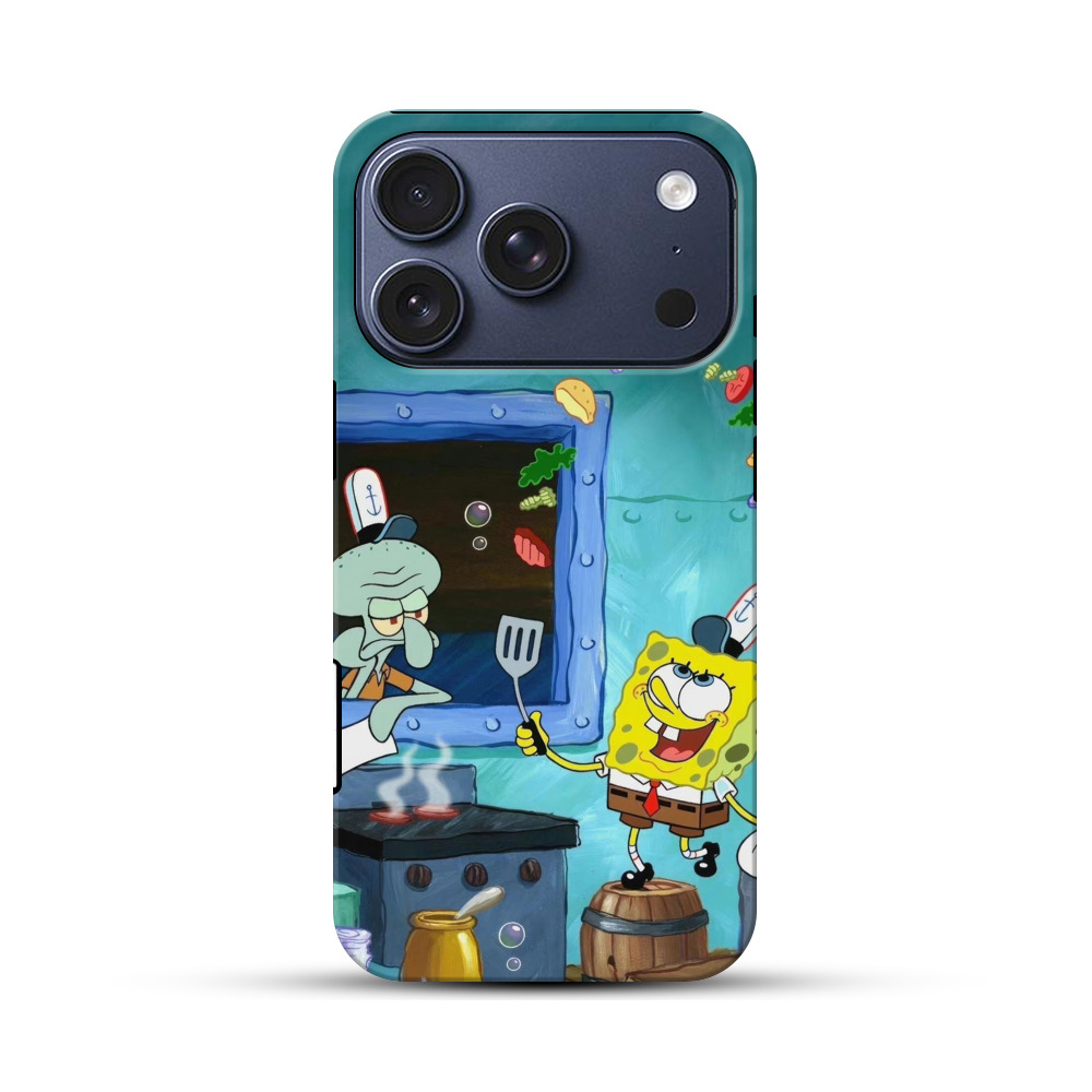スポンジボブとイカルド iPhone 17 Proオリジナルハ耐衝撃ケース