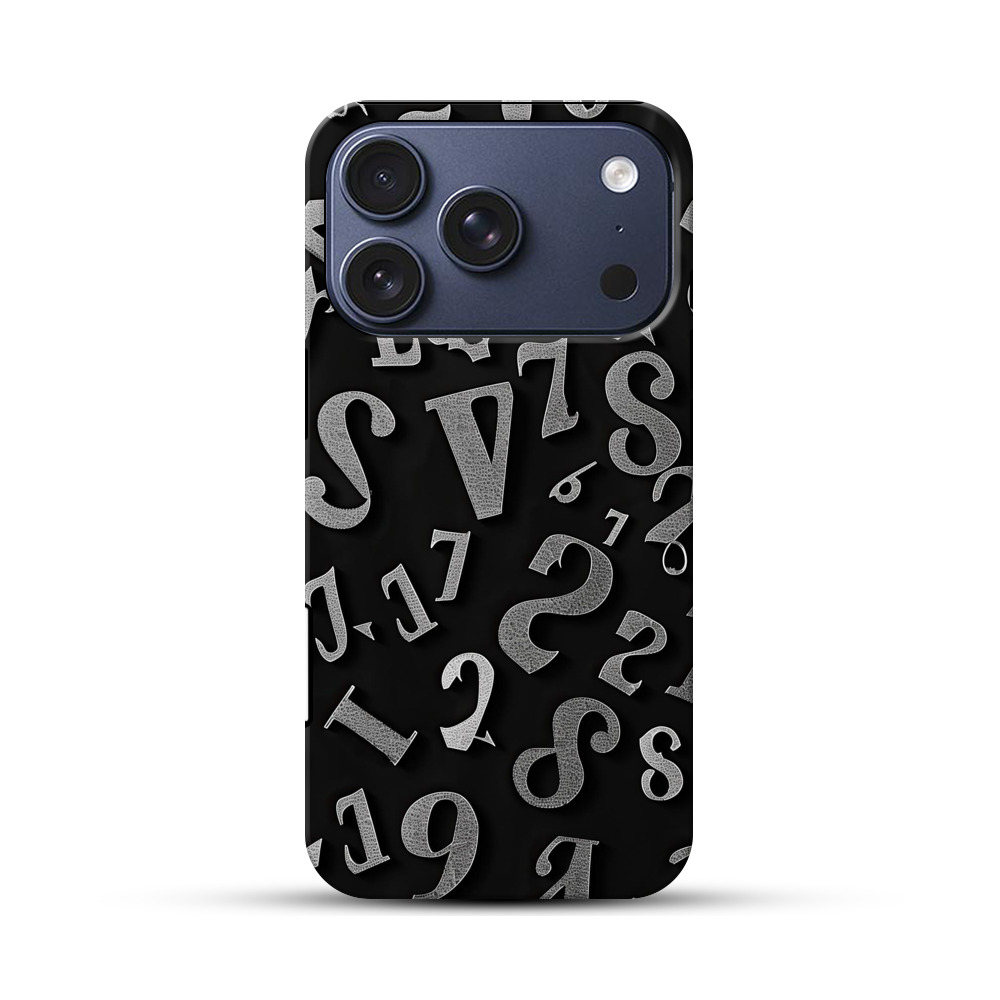 数字と英字のモノクロ iPhone 17 Proオリジナルハ耐衝撃ケース