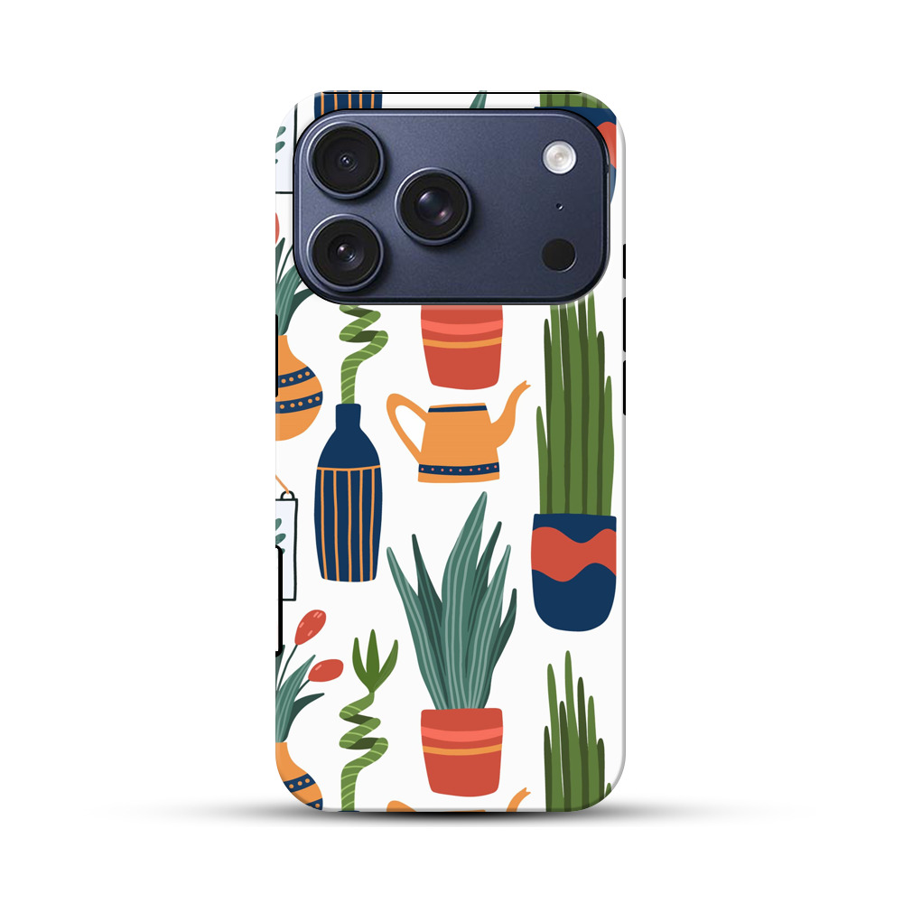 多肉植物と花のパターン iPhone 17 Proオリジナルハ耐衝撃ケース