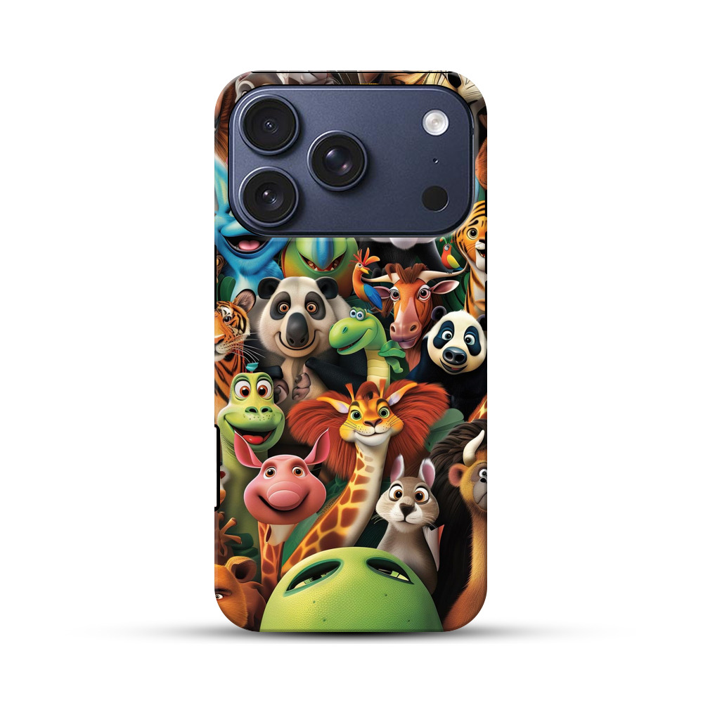 多彩な動物キャラ集合 iPhone 17 Proオリジナルハ耐衝撃ケース