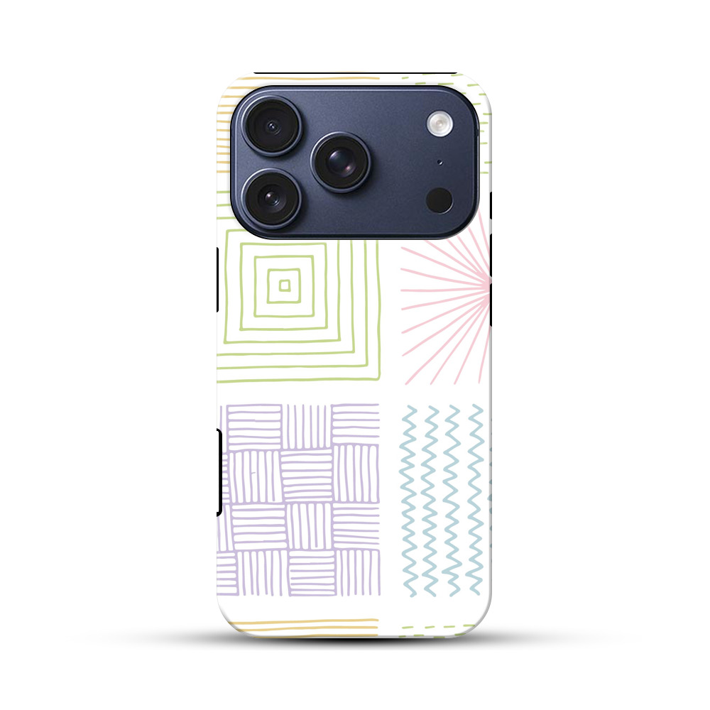 手描きの幾何学模様パターン iPhone 17 Proオリジナルハ耐衝撃ケース