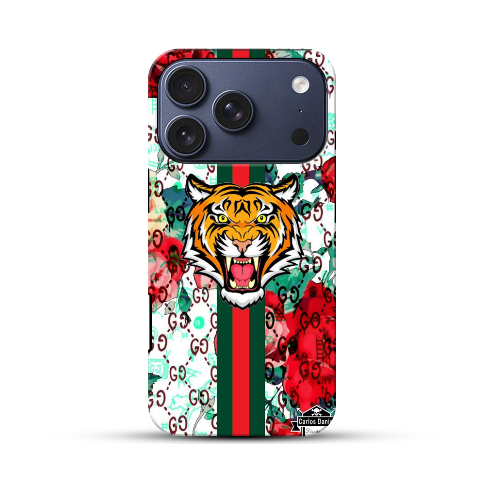 虎とバラのデザイン iPhone 17 Proオリジナルハ耐衝撃ケース