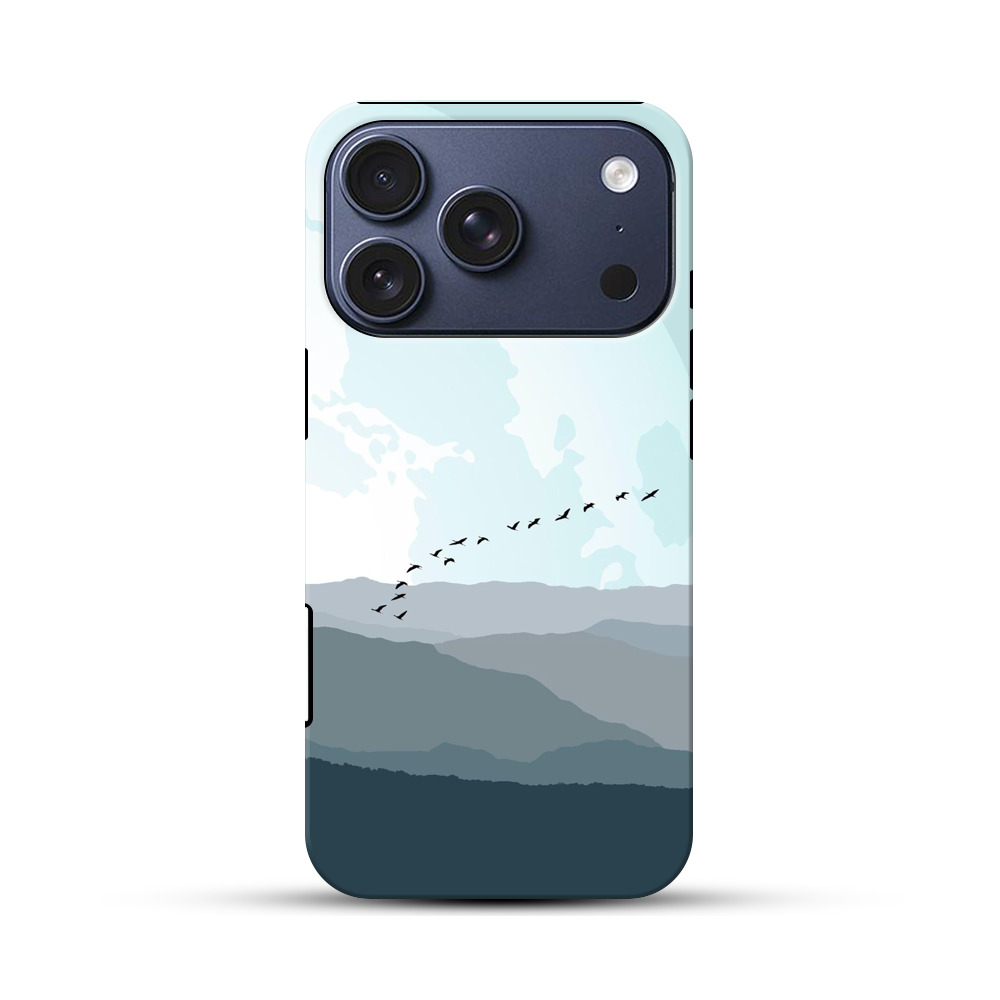 月と飛ぶ鳥の群れ iPhone 17 Proオリジナルハ耐衝撃ケース